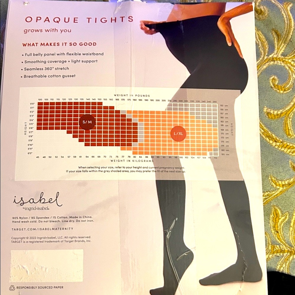 Isabel by Ingrid & Isabel Black Maternity Opaque Tights